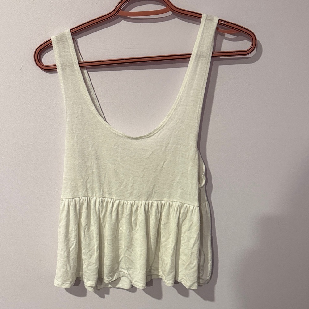 White Flowy Peplum Tank Top